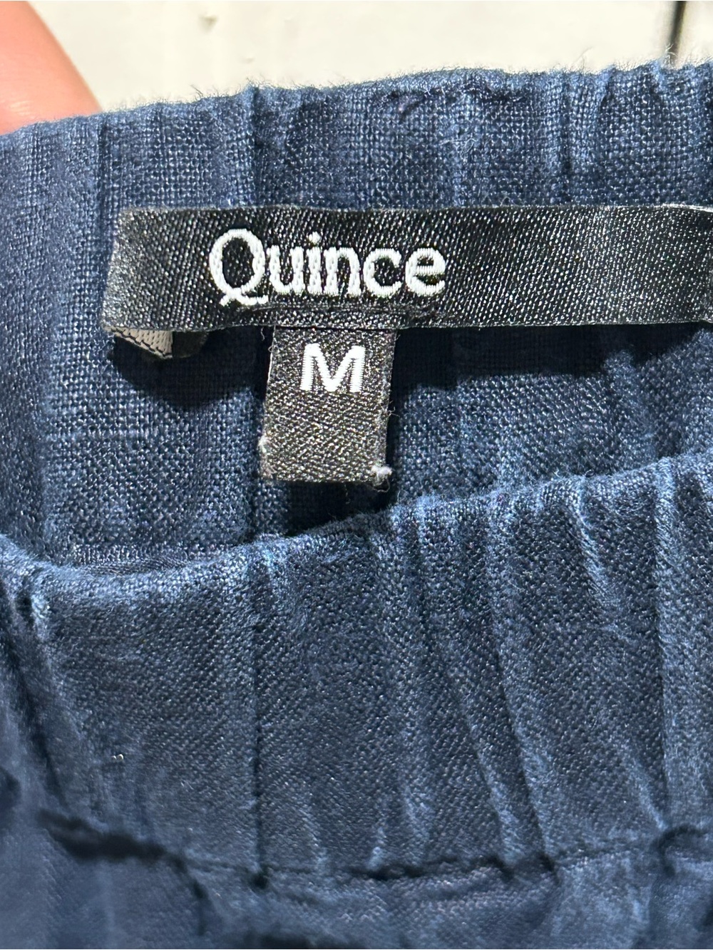 Quince Navy Cropped Wide-Leg Linen Blend Pants - Picture 5 of 7